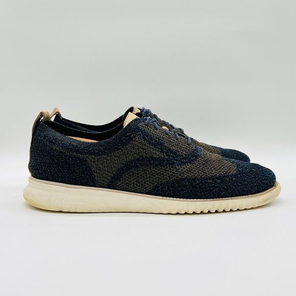 Cole Haan Oxfords Mens 13 Blue Tan Wingtip Sneakers Zerogrand Stitchlite Shoes - Picture 1 of 8